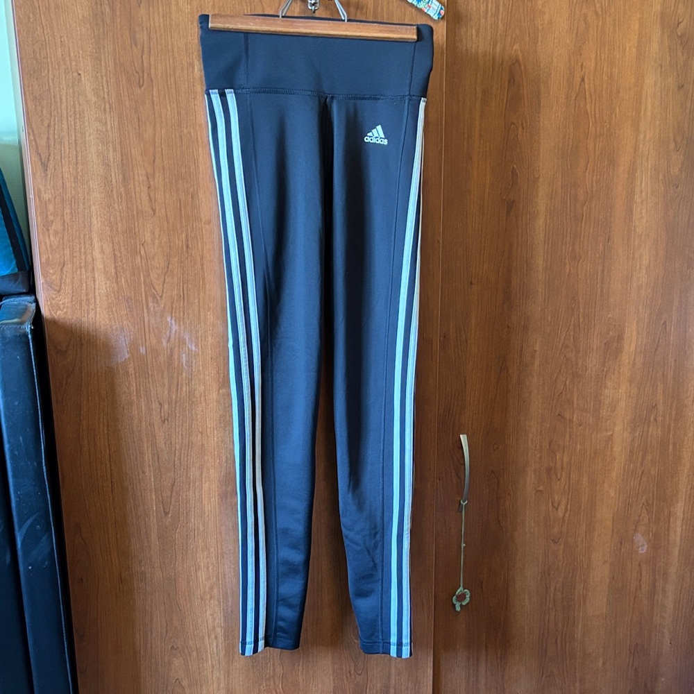 Adidas Women’s Black and White Striped Leggings